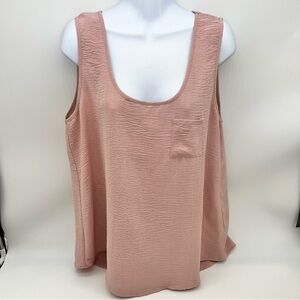 Mittoshop Dusty Rose Tank in Crinkled Fabric Top w/Chest Pocket-Size L